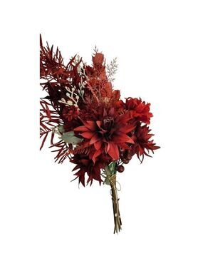 Burgundy Faux Flower Bouquet 11 Stems Floral Arrangement Realistic